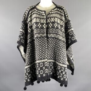MAX MARA One Size Grey White Wool Blend Geometric Cardigan